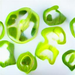 generated: a green pepper sliced into many pieces #6